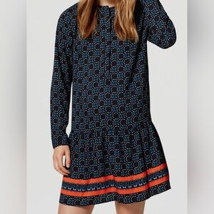 Ann Taylor LOFT Fireworks Drop Waist Shirtdress in Forever Navy Size XXSP